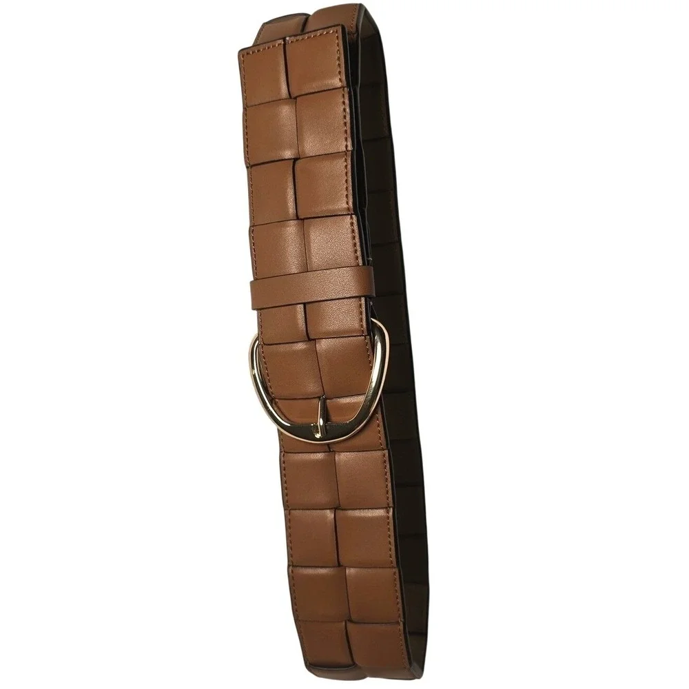 Michael Kors Belt Woven Genuine Leather Women's Small Medium Gold Buckle